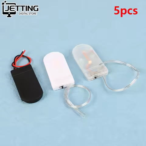 5Pcs Dual Slots CR2032 CR 2032 Button Coin Cell Battery Holder Case Cover With ON-OFF Switch Leads W