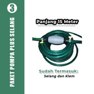 Paket Pompa Air Selang 15 Meter Hijau Anti Lumut Alat Sedot Air Minyak Bensin Mobil Motor COD