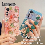 For Redmi Note 11 Pro Redmi Note 11s Redmi Note 11 Crossbody Bracelet Phone Case , Bluray Glitter Oil Painting Flower Diamond Soft Cover Case