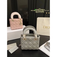 DIOR Dior Lady Dior Rattan Plaid Metal Chain Three-Grid Sheep Leather Dior Bag Shoulder Messenger Ha