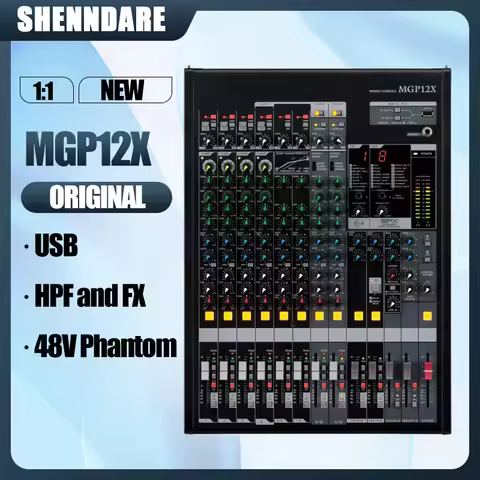 MGP12X 12 Channel Professional Audio Mixer USB interface Mixing Console 48V HPF Audio Mixer Sound Co