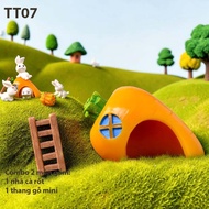 TT07 - set 2 Carrot house miniature landscapePiece + mini wooden ladder Miniature House Miniature Fu