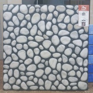 Keramik lantai 40x40 teras kasar motif batu asia oho grey