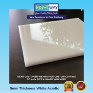 5PCS - 5mm THICKNESS DIY WHITE ACRYLIC SHEET (SIZE - 150mm x 150mm)