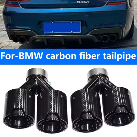 Quad Carbon Fiber Exhaust Tip For BMW F10 F11 535d 535i 640i 640d Up To G30 G31 Car Exhaust System N