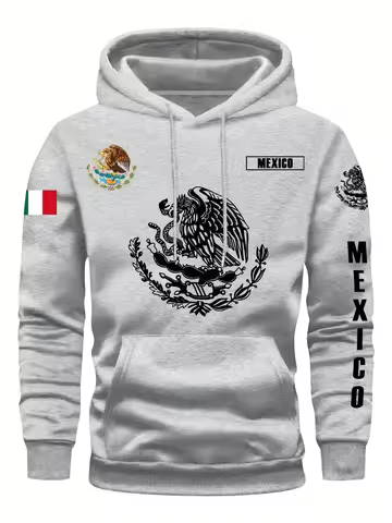 Hoodie Sweatshirt Mexican Flag Eagle Featuring Cactus Pirate Daily Outdoor Fitness Sport Casual Warm