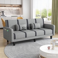 jzStraight Row Sofa Small Apartment Rental House Advanced Sofa Bed Two-Purpose Automatic Simple Three-Seat Rental