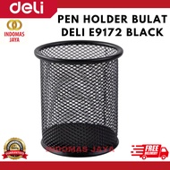 Deli Desk Pen Holder Round E9172 Round Shape Black Stainless Steel Round Table Pen Holder DELI 9172 
