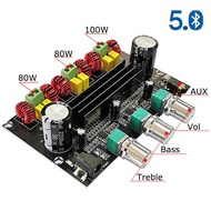 2*80W+100W Bluetooth 5.0 TPA3116D2 Power Subwoofer Amplifier Board 2.1 Channel TPA3116 Audio Stereo Equalizer AUX Class D Amp