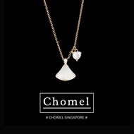 Chomel Original Design Silver Necklace for Women with Mother of Pearl Diamond Heart Fresh out Fashio