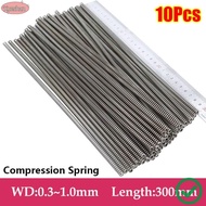 XUESHAN 10Pcs Compression Spring, Length 300mm 0.3 0.4 0.5 0.6 0.7 0.8 1mm Long Coil Spring,  Y-type