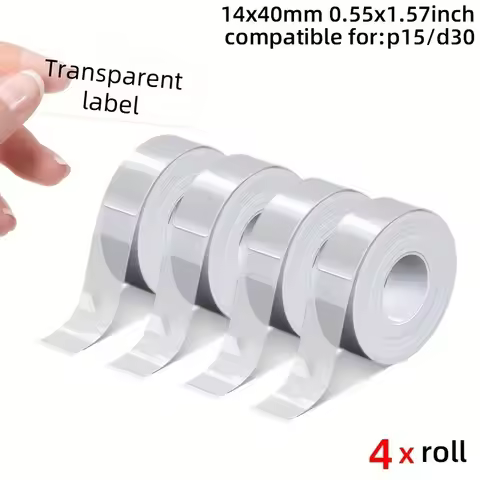 1/4 Rolls 14x40mm Transparent Thermal Label Paper Compatible with Phomemo D30 Marklife P15 P12 Label