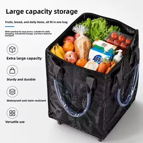 Hulken Large Capacity Shopping Bag with Wheels Foldable Trolley Bag for Groceries And Shopping Polye