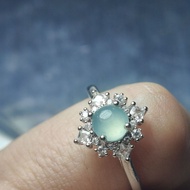 Pure Natural Jadeite a Product, High White Moonlight Large Egg Face Jade Unpopular White Ice Ring Li