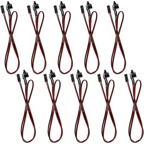 ATX PC Power Switch Cord 10PCS 50cm 2 Pin SW PC Motherboard Mainboard Power Cables On/Off Restart Bu