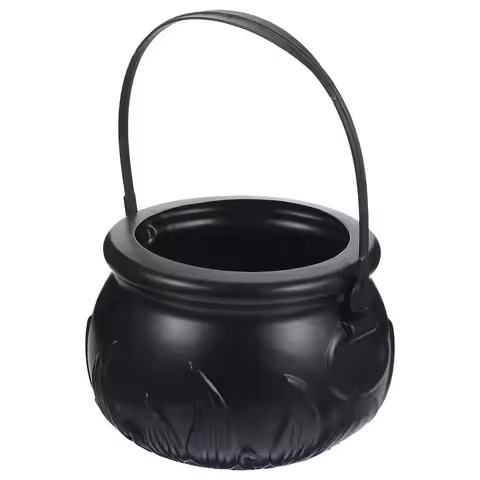 Halloween Themed Decorations Large Size Witch Bucket Plastic Round Basket Candy Cauldron Bucket Witc