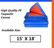 Blue Orange Waterproof Canvas Tarpaulin Sheet Canopy Camping Size 15 feet x 18 feet