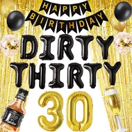 (SG Seller) 30th Birthday Decorations, 30th Birthday Balloon, Black and Gold Birthday Decorations Di