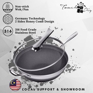 Premium SASITE 316 Stainless Steel Food Grade Double-Sided Honeycomb Non-Stick Wok 德国不锈钢锅 (Free Name