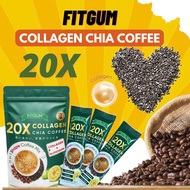 Fitgum 20X Collagen Chia Coffee Organic Coffee Glutathione Slimming Detox Diet Anti-aging Whitening