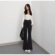 Flare Pants - Highwaist Flare Pants Cutbray Scuba Women