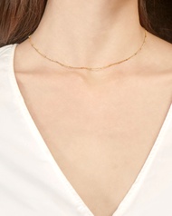 Open On Museum - Girl in a Nude Yellow Necklace (Choker) สร้อยเงินแท้แบบสั้น