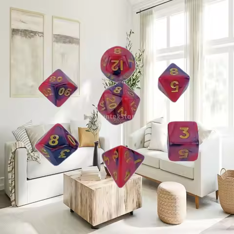 7x Portable Polyhedral Dices Multicolour Dices Set D6 D8 D10 D12 D20 for Board Game