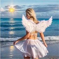 White Angel Feather Wings Costume Prop – Soft Faux Feather Wings for Kids & Adults – Cosplay