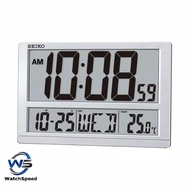 SEIKO QHL080S Digital Silver Case Large LCD Thermometer Wall Clock