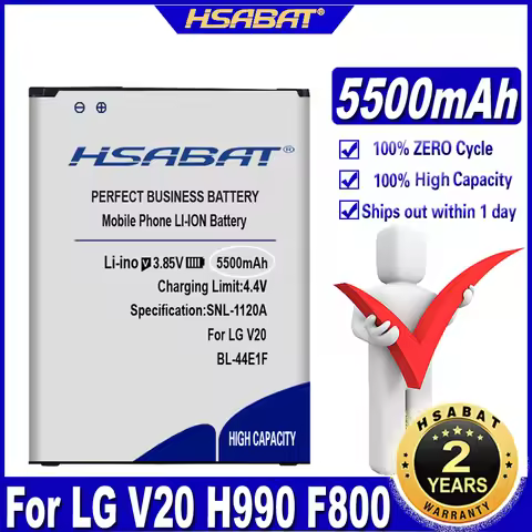 HSABAT 5500mAh BL-44E1F Battery for LG V20 H990 F800 VS995 US996 LS997 H990DS H910 H918 Stylus3 M400