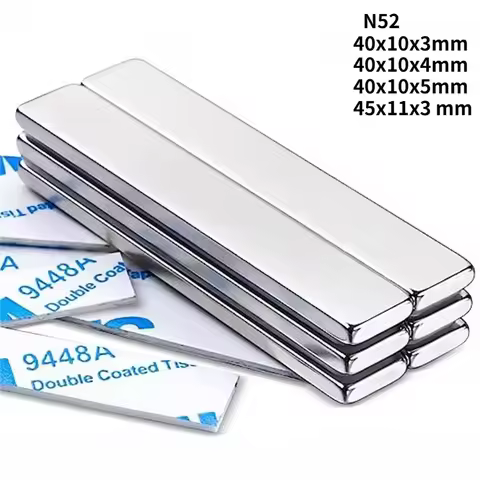 N52 40x10x3 40x10x4 40x10x5 45x11x3 Fridge neodymium double side adhesive Magnet Square Block Motor 