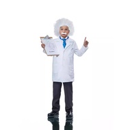 Children's Halloween Costume Einstein Role Play Outfit Scientist White Coat Jacket Uniform Performan