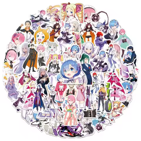 50pcs Re:Life in A Different World From Zero Anime Stickers Manga Cartoon Girls Emilia Rem Ram Kawai