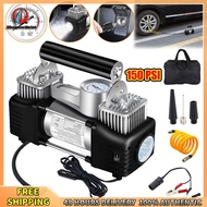 Winnereco 12V Dual Cylinder Tyre Inflator 150psi รถยางไฟฟ้า Inflator เครื่องอัดอากาศแบบพกพา
