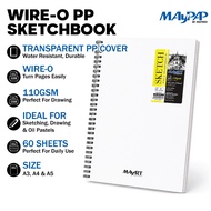 MayArt DroiArte Wire-O Transparent PP Cover Sketch Drawing Book 110gsm A3/A4/A5 Buku Lakaran Wire-O