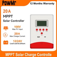 PowMr Solar Charge Controller 20A/30A/40A MPPT USB/Type-C Interface Solar Panel Controller LCD Displ