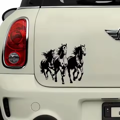 Black and White Running Horse Sticker，Premium Vinyl Waterproof Sticker Exquisite Car Sticker