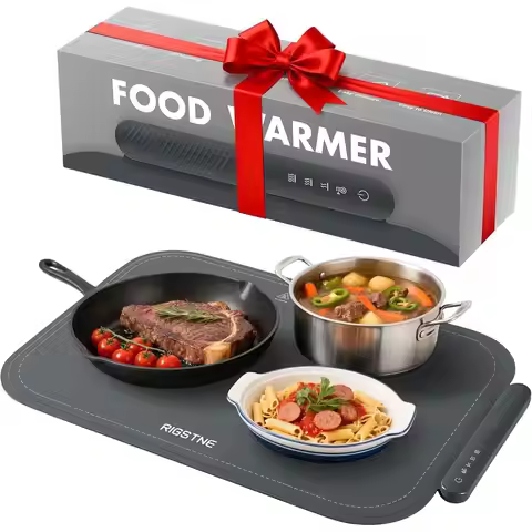 Electric Food Warming Tray with 3 Adjustable Temperature, Glass Surface Heating, Auto Shut-Off, Food