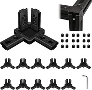 Black 12Pcs 3030 3 Way Corner Brackets Connector Set with 48Pcs M4 Screw and 1Pc M2 Wrench for 3030 
