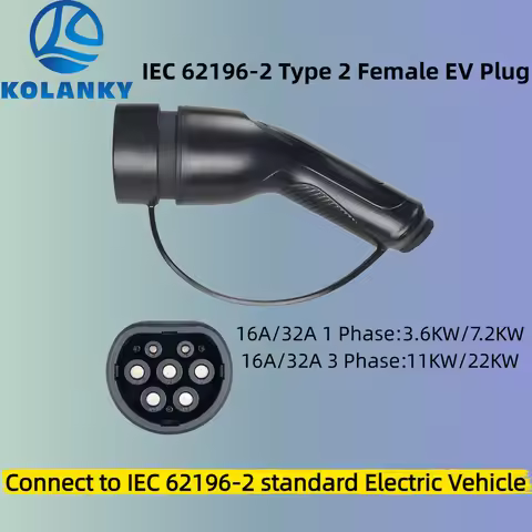 Kolanky 22KW Type 2 EVs Female EV Charger Plug 3 Phase 16A IEC 62196-2 EV Charger Connector for Elec