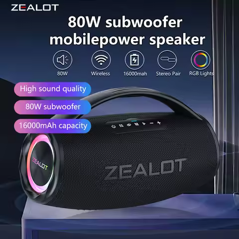 ZEALOT S97 80W Wireless speaker, Outdoor Portable Subwoofer Speaker, Hifi Sound quality,Dual Pairing