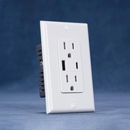 USB Charger Outlet/Duplex Receptacle, Tamper Resistant, 3.6A 5V DC Type A Type C, 15A/20A 120V AC, U