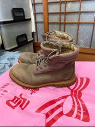 「 二手鞋 」 Timberland 女版反折靴 6W（咖啡灰紫）114