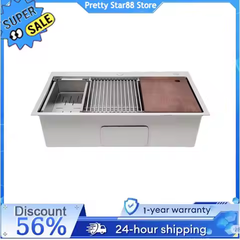 304 Stainless Steel Kitchen Sink Large Size Drop-In Sink Easy Installation 33 Inch for Homes/Restaur