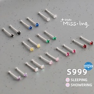 Shiny 999 Silver Earring Rainbow Colorful Ear Stud Zircon Crystal Diamond Earring Hypoallergenic Ear