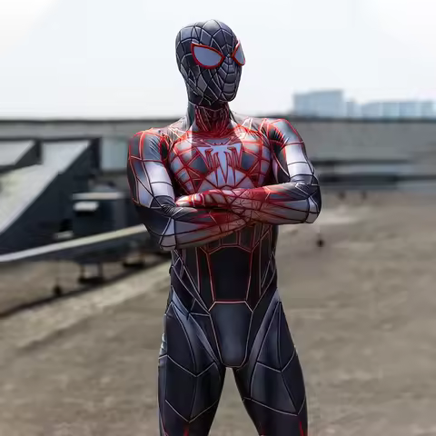 Miles Morales Spider Man Cosplay Costume PS5 Programmable Suit Spandex Bodysuit for Adult Halloween 
