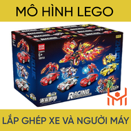 Mô hình Lego lắp ráp xe và người máy 2n1 + 1 thùng 8 hộp + có 4 mẫu + Cao 28cm - dài 40cm - rộng 18c