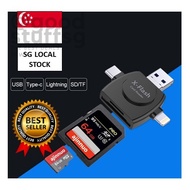 [SG FREE 🚚] 4 in 1 Type-c/Lightning/Micro USB/ Card Reader Micro SD Card Reader