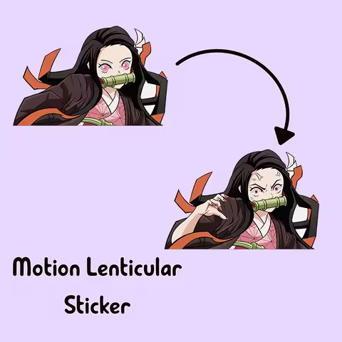 Nezuko Motion Refrigerator Sticker Demon Slayer Car Sticker Kimetsu No Yaiba Anime Waterproof Decals
