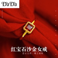 Original 916 gold ring ruby female ring Vietnam sand gold inlaid ruby gold open ring